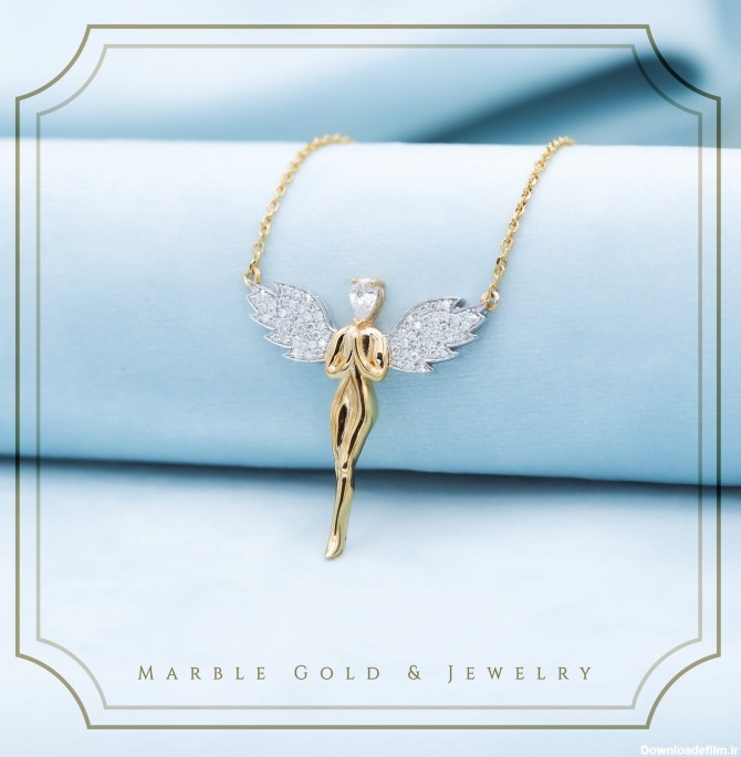 گردنبند جواهر طرح فرشته بالدار JM11 - طلا و جواهر ماربل