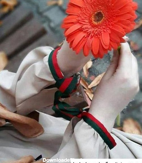 عکس گل در دست دختر برای پروفایل ❤️ [ بهترین تصاویر ]