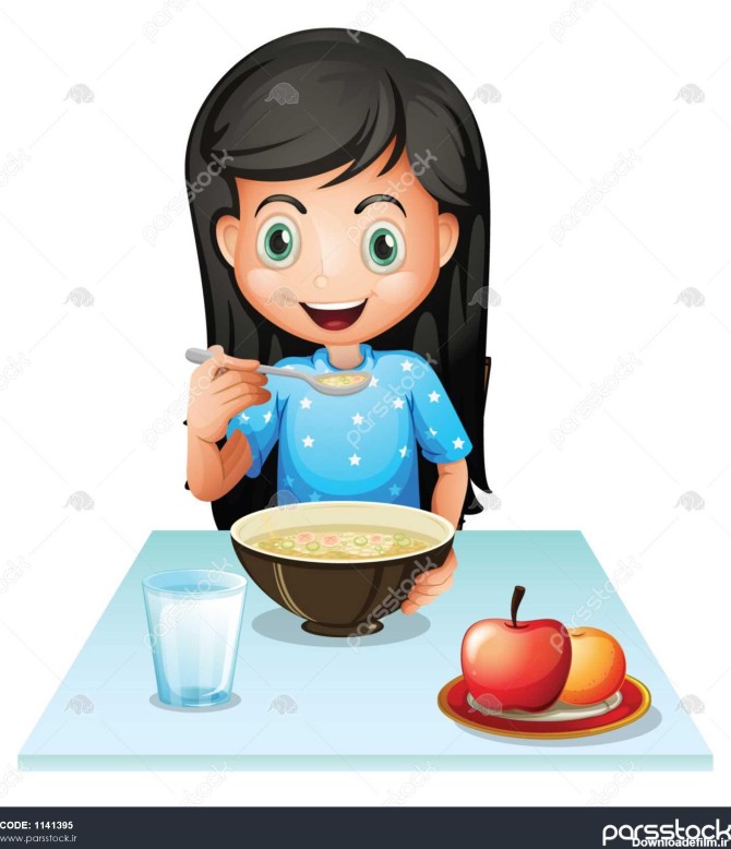 یک خانم جوان خندان در حال خوردن صبحانه 1141395