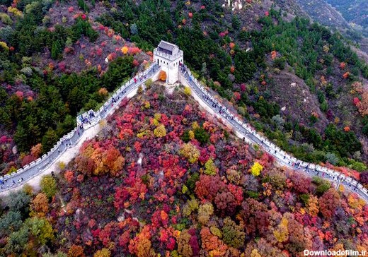 عکس/منظره پاییزی زیبا از دیوار چین