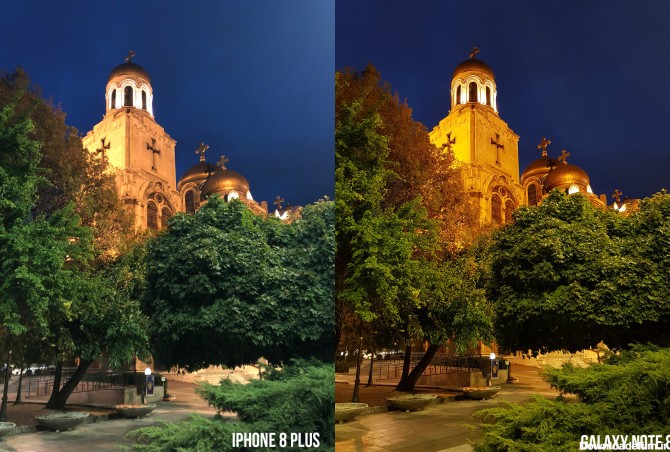 مقایسه دوربین آیفون 8 پلاس و گلکسی نوت 8 در تاریکی شب | گجت نیوز