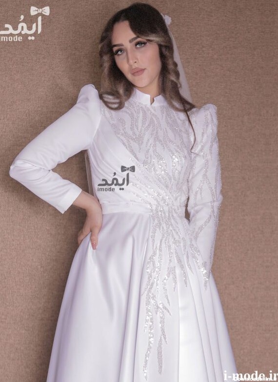 خرید لباس عقد لاکچری جدید مدل نوشا لباس عقد جواهر شوزی شده لباس نامزدی لاکچری دخترانه بلند