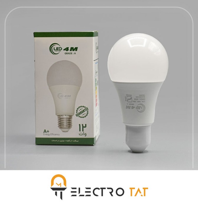 لامپ حبابی ال ای دی 12 وات 4M - فروشگاه لوازم روشنایی الکتروتات