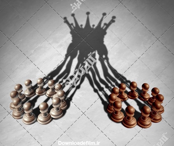 سایه مهره شاه با مهره های سرباز در شطرنج