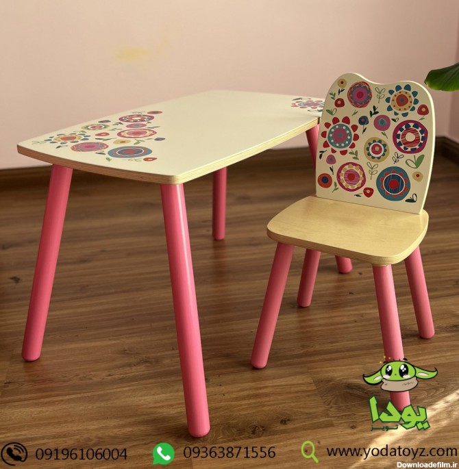 مشخصات, قیمت و خرید میز و صندلی کودک چوبی دخترانه |yodatoyz.com