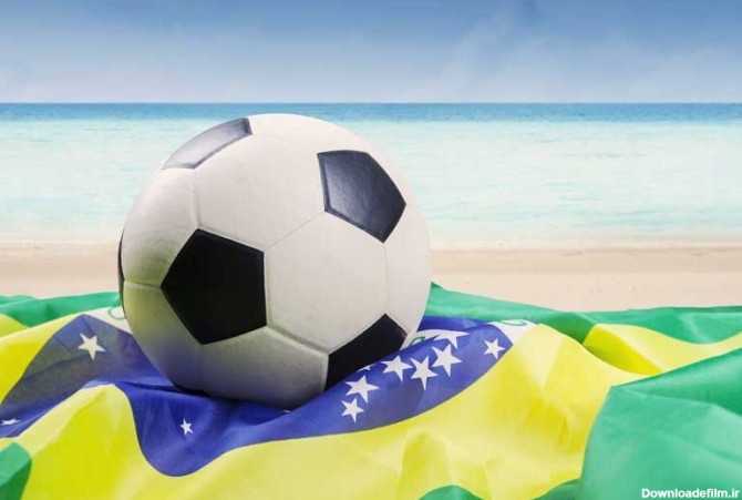 دانلود عکس توپ و پرچم برزیل
