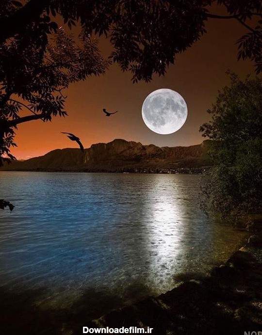 عکس ماه در شب طبیعی
