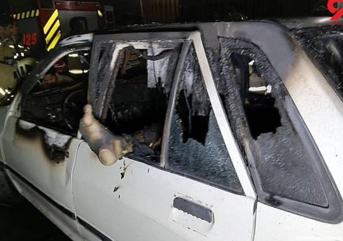 جسد سوخته داخل پراید یک دزد تهرانی بود + عکس جنازه
