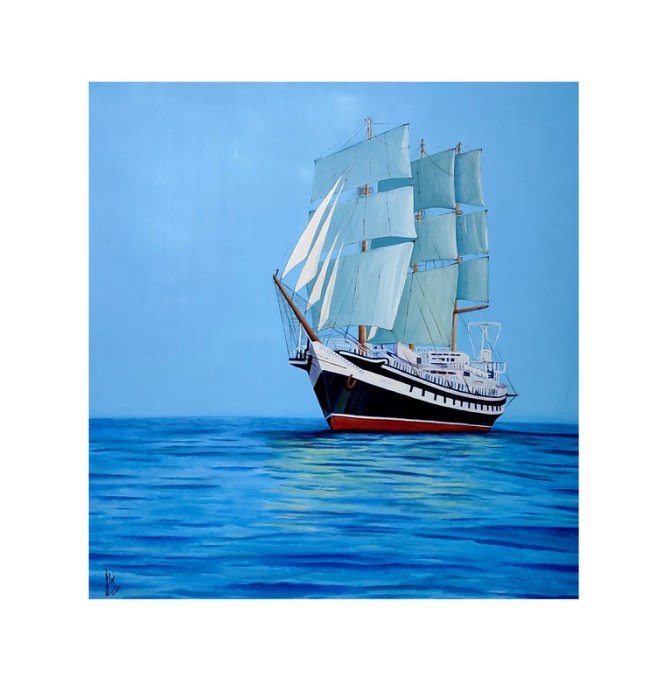 قیمت و خرید تابلو نقاشی رنگ روغن مدل کشتی بادبانی