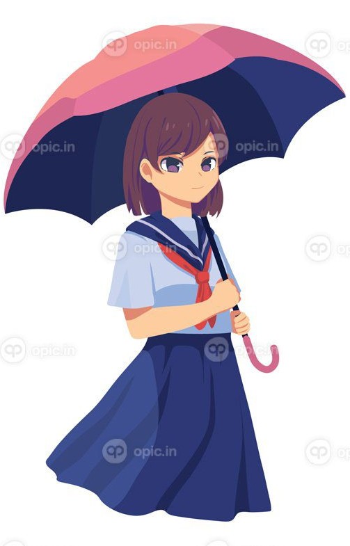 وکتور انیمه دختر با چتر | اوپیک