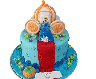 سفارش کیک تولد سیندرلا - کیک دختر پاشنه کفش طلا | کیک آف