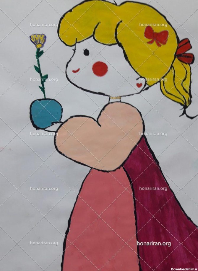 نقاشی کودکانه گواش دختر زیبا - نمایشگاه هنر ایران