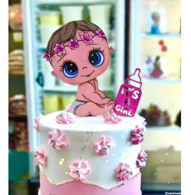 قیمت و خرید تاپر تزیین کیک به گز مدل نوزاد دختر مجموعه 2 عددی