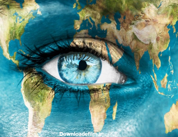 تصویر هنری زیبا،چشم و کره زمین - عکس ویسگون