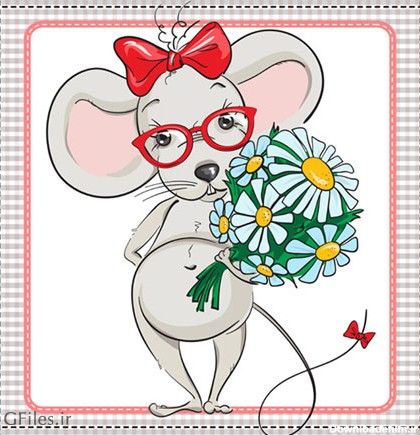 دانلود طرح لایه باز کاراکتر و شخصیت کارتونی موش سفید عینکی ...