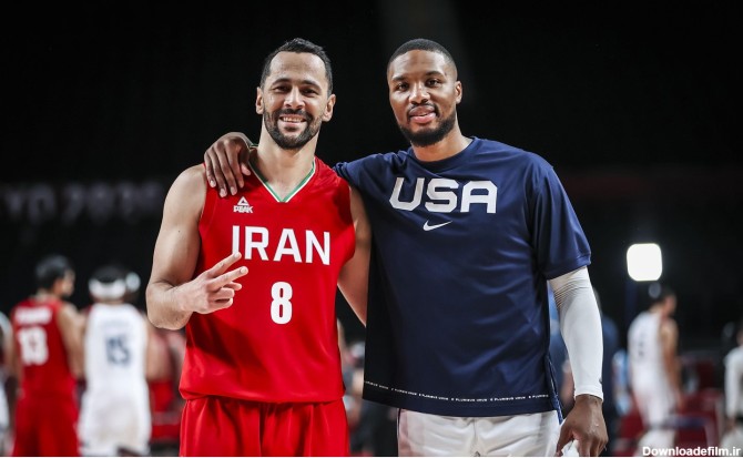 عکس یادگاری بسکتبالیست های ایران و آمریکا