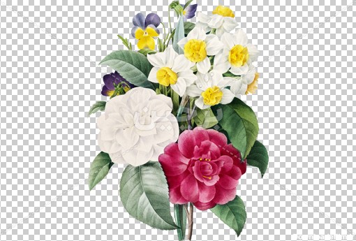عکس png یک دسته گل زیبا تزیین شده با گل نرگس | بُرچین ...