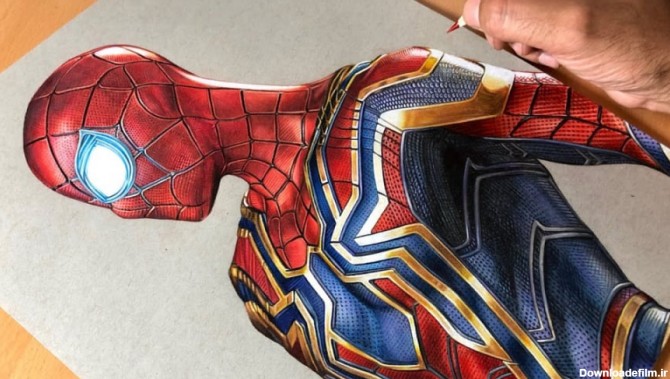 آموزش نقاشی مرد عنکبوتی ، لباس آهنی
