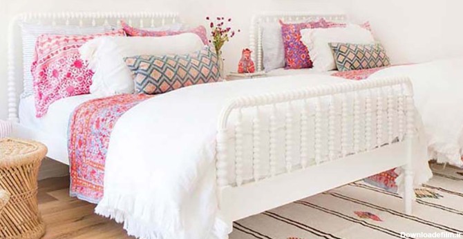 سرویس خواب سفید و قرمز : بهترین و جذاب ترین رنگ روتختی برای تخت سفید | کالای خواب بدروم