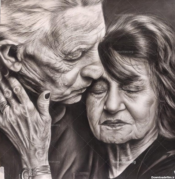 نقاشی پیرمرد و پیر زن عاشق - نمایشگاه هنر ایران