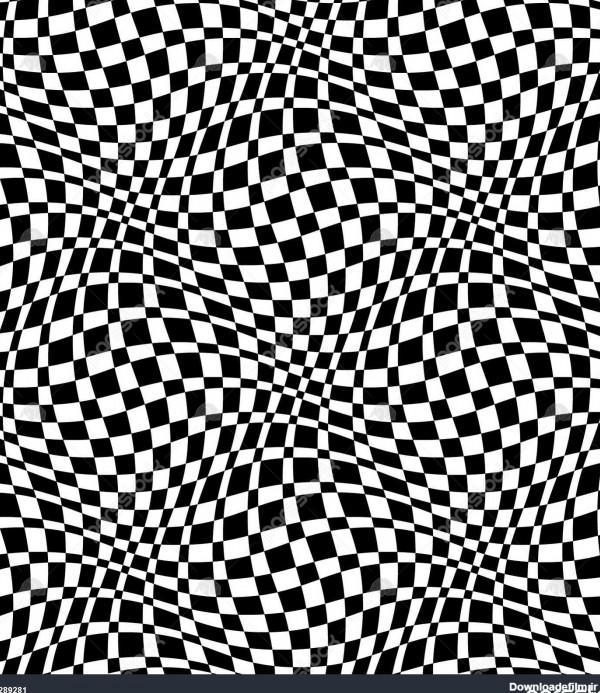 شطرنجی بدون درز الگوی 3d ترکیب موج مربع سیاه و سفید اعوجاج مربع ...