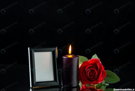 قاب عکس مشکی با گل رز و شمع - مرجع دانلود فایلهای دیجیتالی