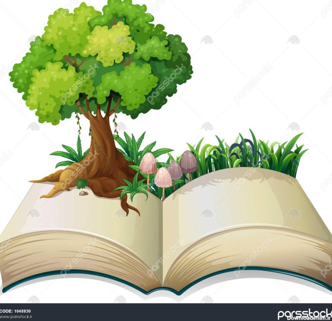 تصویر یک کتاب باز با یک درخت در زمینه سفید 1048830