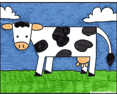 آموزش نقاشی گاو کودکانه - پنجره ای به دنیای کودکان