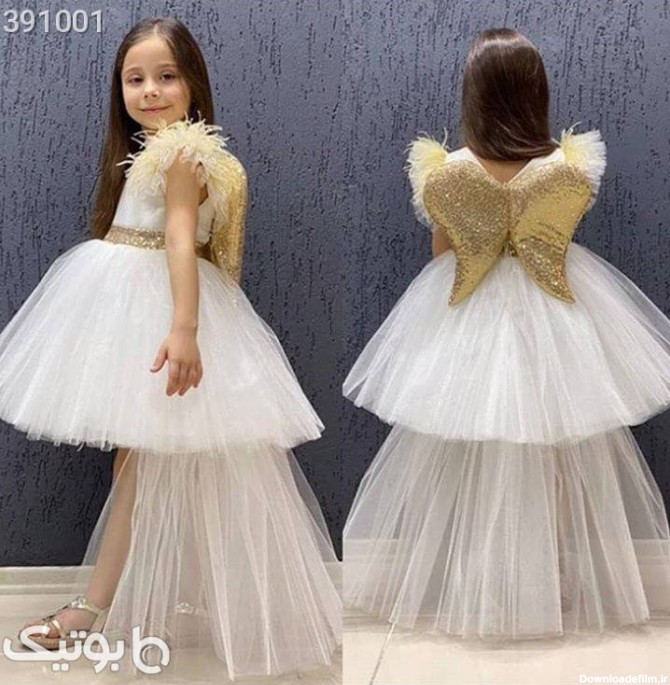 پیراهن پرنسس عید با بال فرشته سبز لباس کودک دخترانه