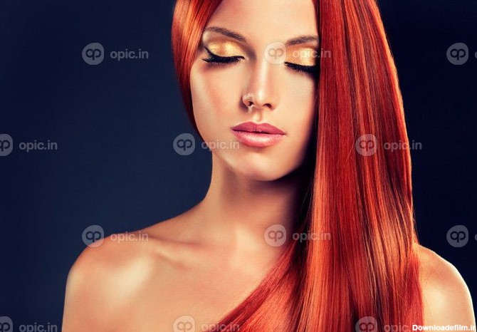 دانلود والپیپرهای چهره زنانه مدل مو قرمز پرتره موهای بلند چشم بسته ...