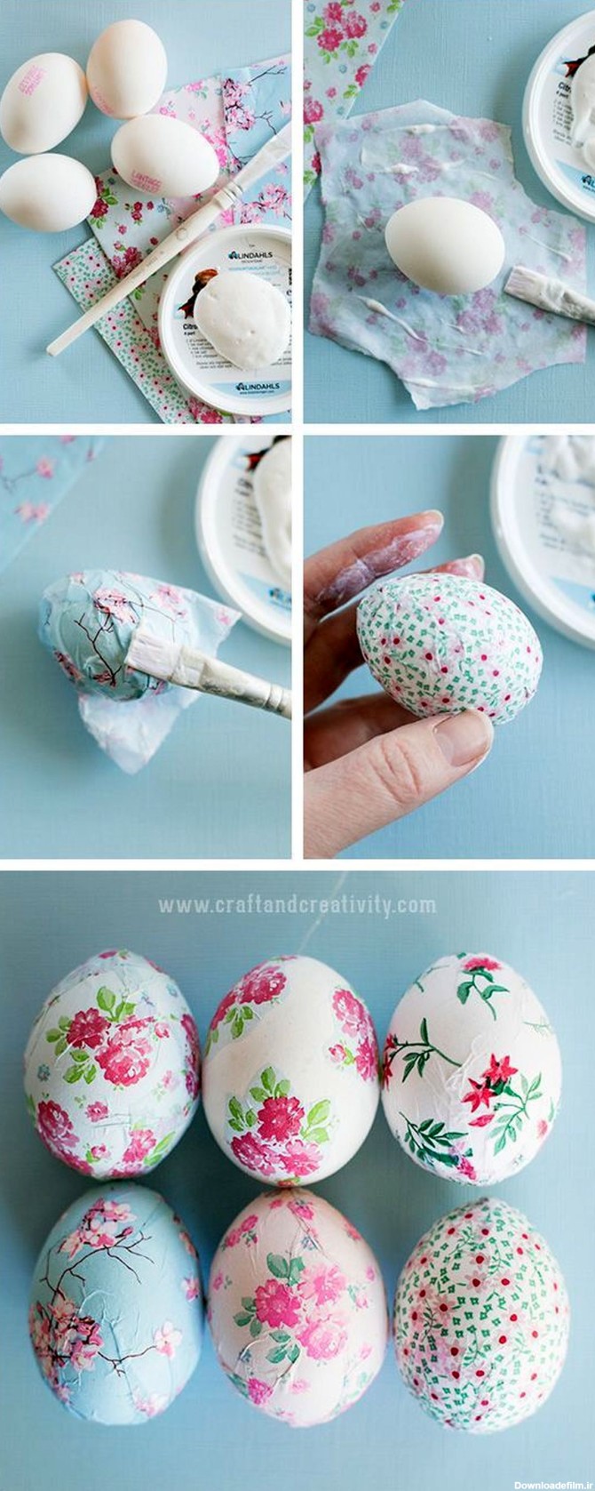 تزیین تخم مرغ هفت سین با دستمال‌های طرح‌دار زیبا