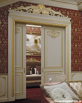 جدیدترین مدل درب اتاق خواب سفید و سفید طلایی شرکت سبلان درب مهر