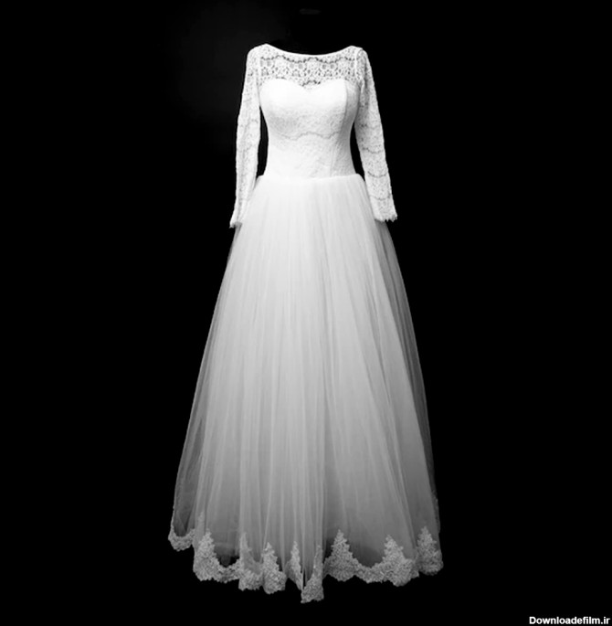 انواع لباس عروس آستین دار گیپور سال 2022 - لباس عروس پاریس نازی آباد