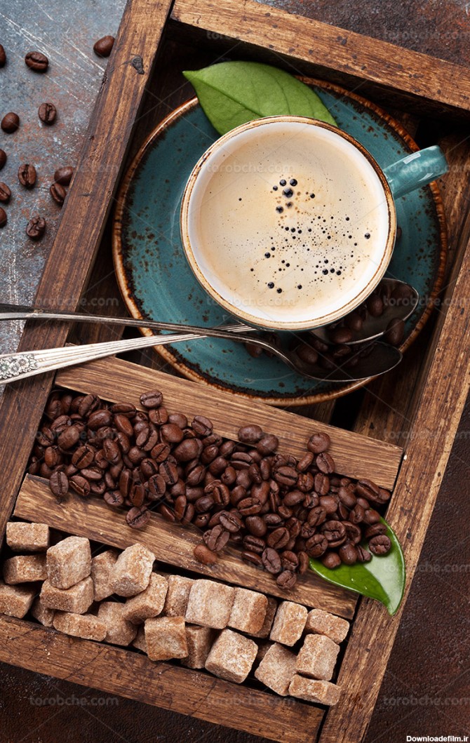 عکس فنجان قهوه و شکر قهوه ای - گرافیک با طعم تربچه - طرح لایه باز