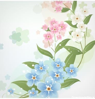 دانلود فایل وکتور گل های مینیاتوری فانتزی رنگی