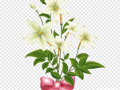 دانلود فایل png دسته گل های زیبا با روبان صورتی