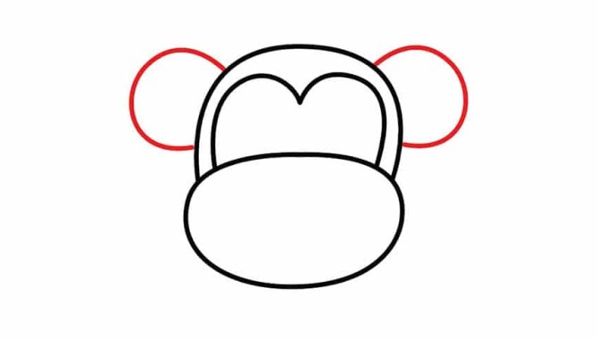 کشیدن گوش ها در نقاشی میمون کودکانه