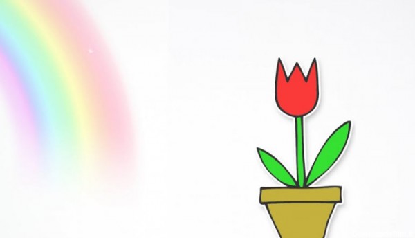 نقاشی گل لاله ساده کودکانه مرحله به مرحله به همراه رنگ آمیزی