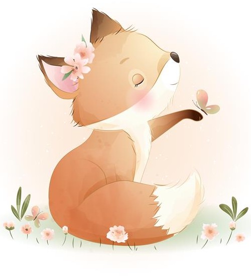 روباه زیبا با تصویر گل 1567517