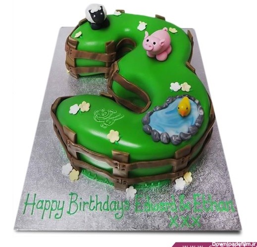 کیک تولد اعداد - کیک عدد سه خوک و برکه | کیک آف