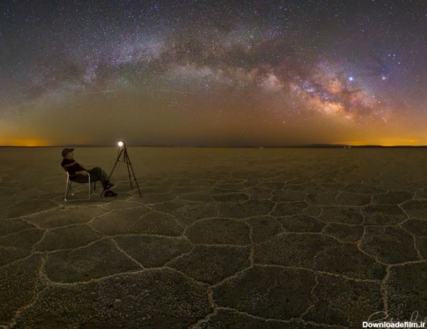 عکاسی آسمان شب و کمان کهکشان