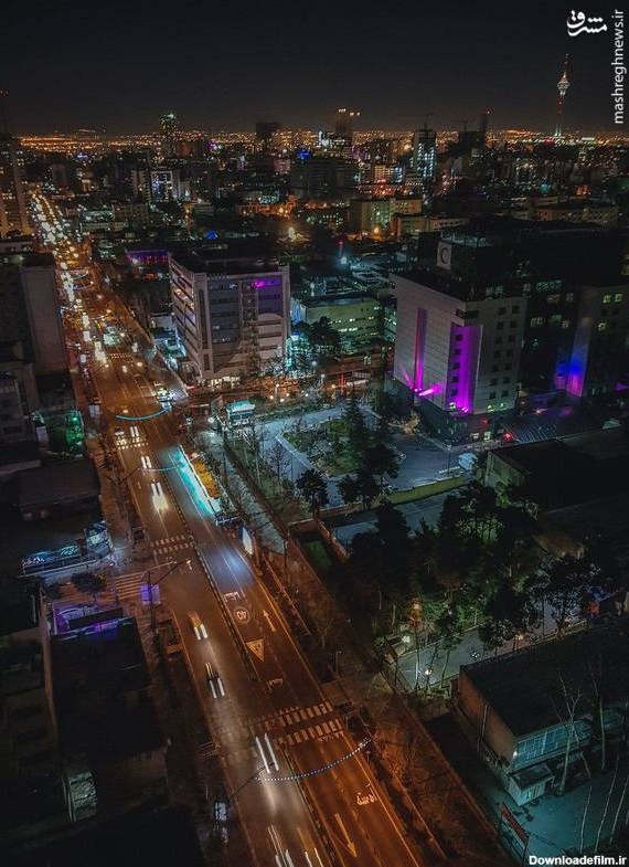 عکس خیابان شهر در شب