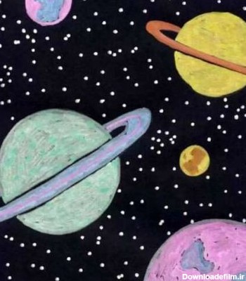 نقاشی سیارات با آبرنگ
