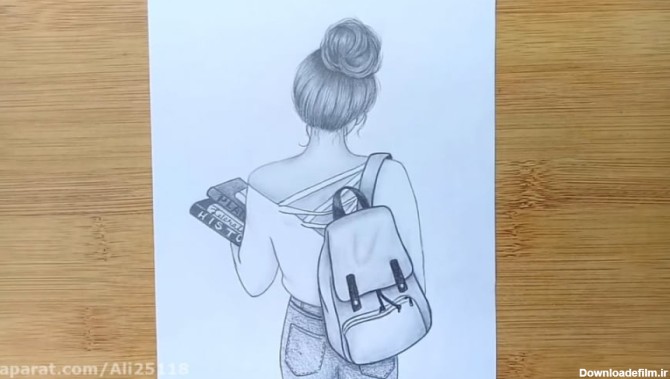 نحوه کشیدن یک دختر با کوله پشتی ::آموزش طراحی بامداد