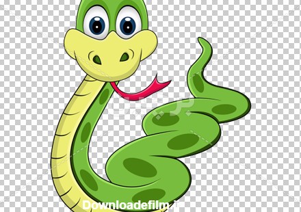 Borchin-ir-Snake-Illustration-with-Transparent-Background فایل لایه باز کارتونی مار سبز بانمک۲