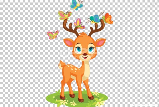 Borchin-ir- beautiful cute baby deer with large horn دانلود عکس بدون زمینه کارتونی آهو۲