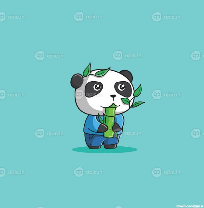 دانلود تصویر آیکون وکتور ناز پاندا در حال خوردن بامبو | اوپیک