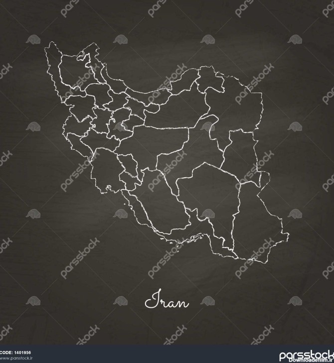 نقشه منطقه ایران دست کشیده با گچ سفید در بافت تخته سیاه نقشه دقیق ...