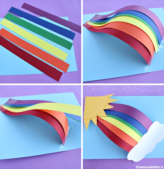 کاردستی کودک - ساخت رنگین کمان با مقوا و کاغذ رنگی