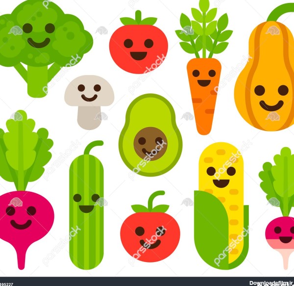 کارتونی ناز سبزیجات خندان تصویر غذایی سالم 1495227
